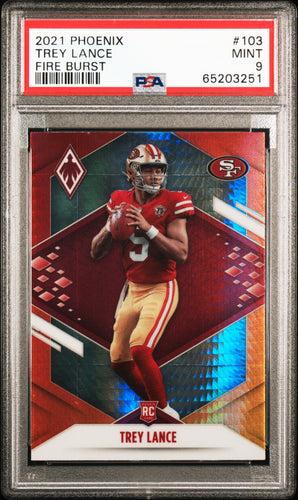 Trey Lance 2021 Panini Phoenix Fire Burst #103 PSA 9