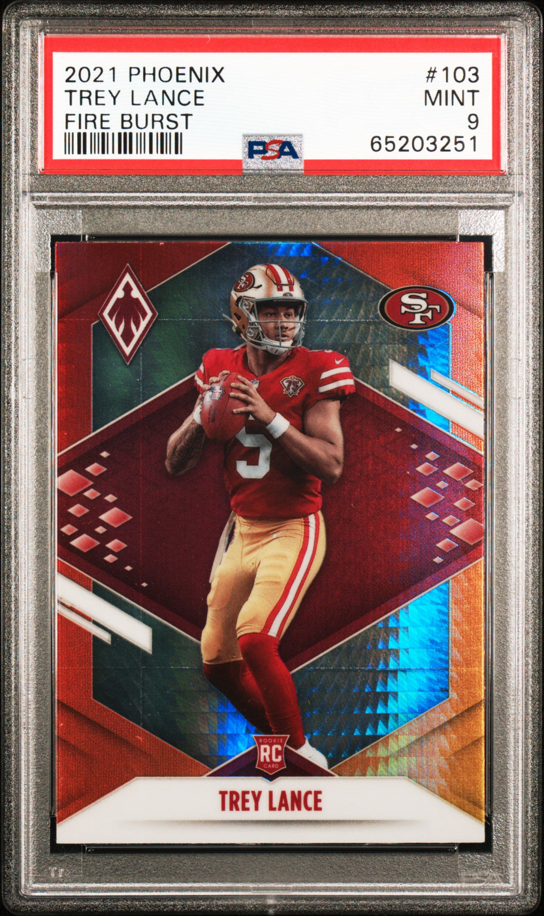 Trey Lance 2021 Panini Phoenix Fire Burst #103 PSA 9