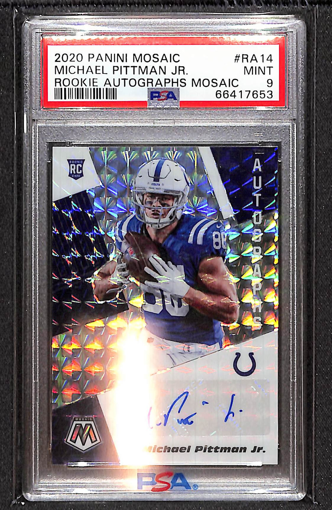 Michael Pittman Jr. 2020 Panini Mosaic Rookie Autographs Prizm #RA14 PSA 9