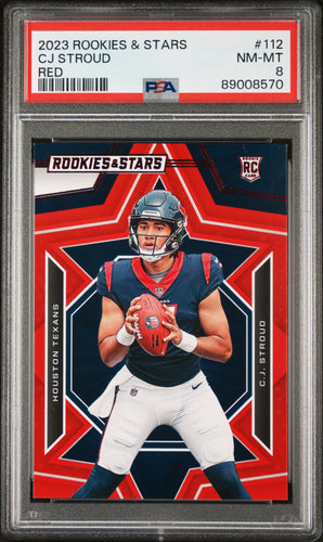 C.J. Stroud 2023 Panini Rookies & Stars Red #112 PSA 8