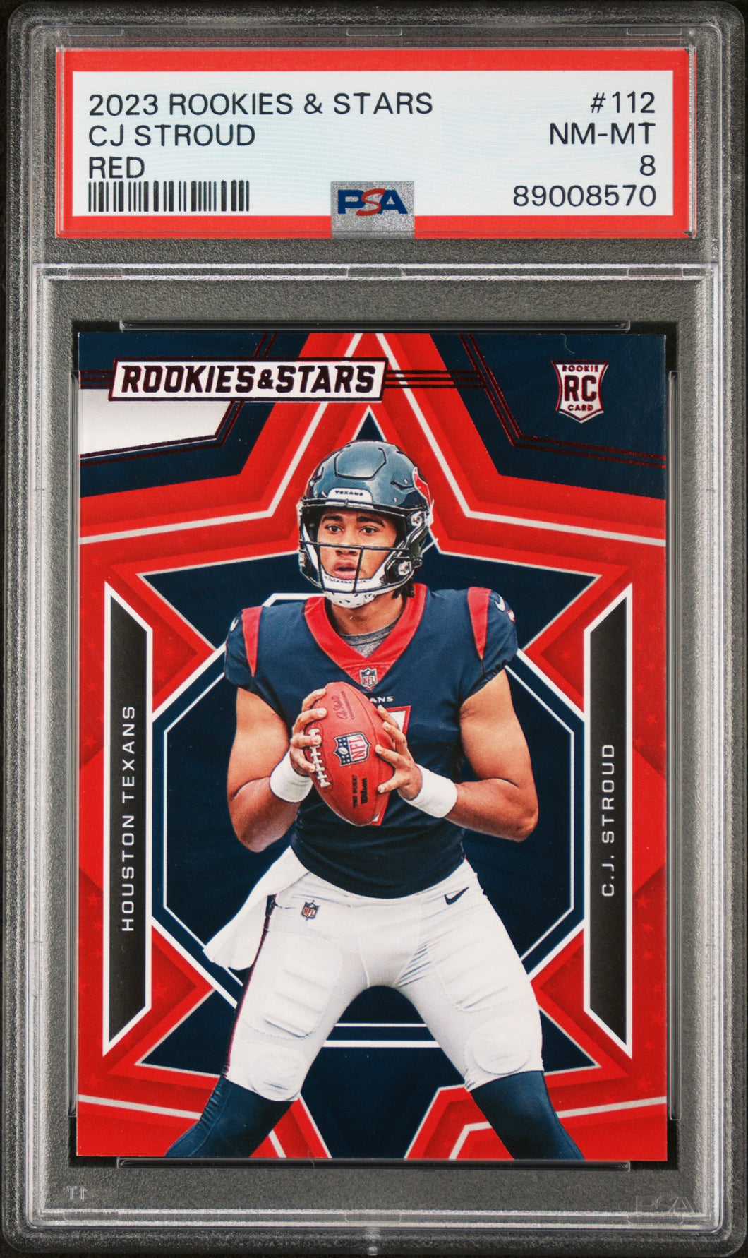 C.J. Stroud 2023 Panini Rookies & Stars Red #112 PSA 8