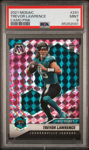 Trevor Lawrence 2021 Panini Mosaic Prizm Camo Pink #241 PSA 9