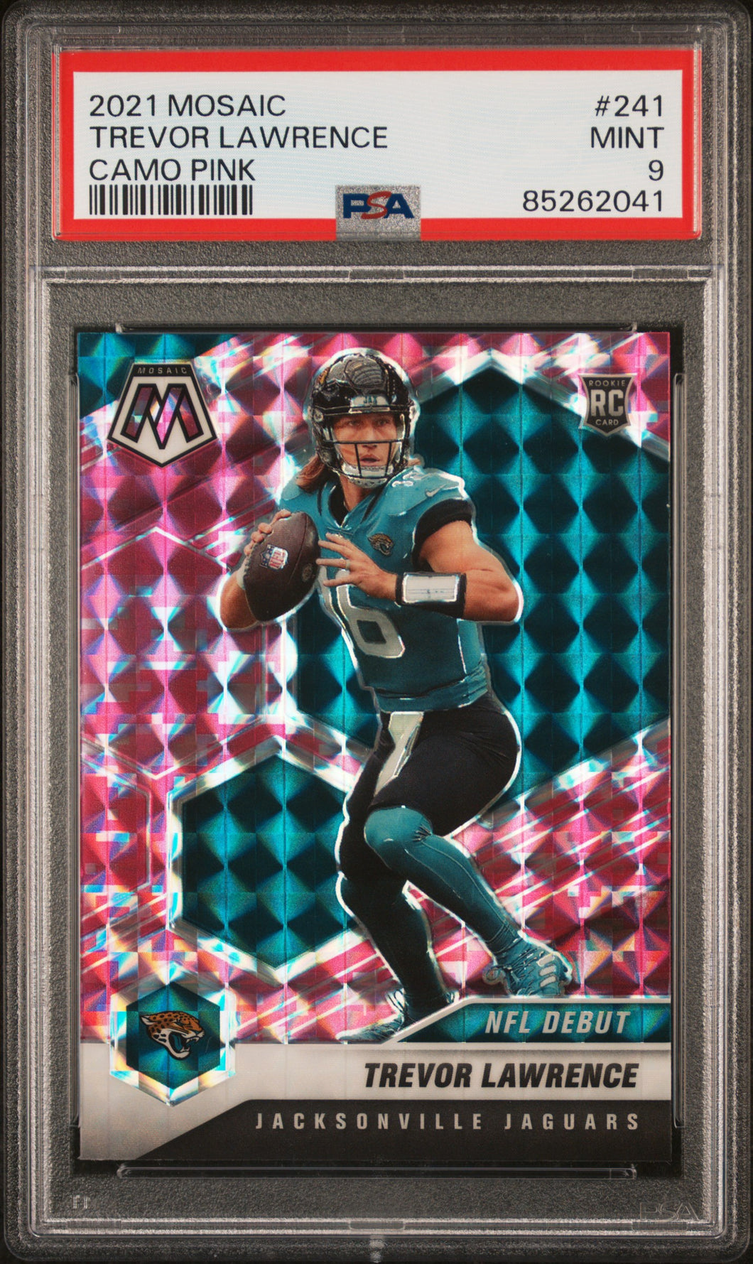 Trevor Lawrence 2021 Panini Mosaic Prizm Camo Pink #241 PSA 9