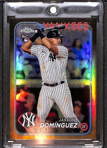 Jasson Domínguez 2024 Topps Chrome Lids x Mitchell & Ness Gold Refractors #44 #/50