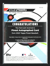 Load image into Gallery viewer, Kyle Stowers 2023 Finest Finest Autographs Green Wave Refractor #FA-KS #/99
