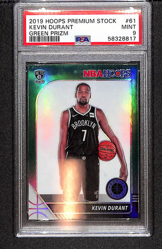 Kevin Durant 2019-20 Hoops Premium Stock Prizms Green #61 PSA 9