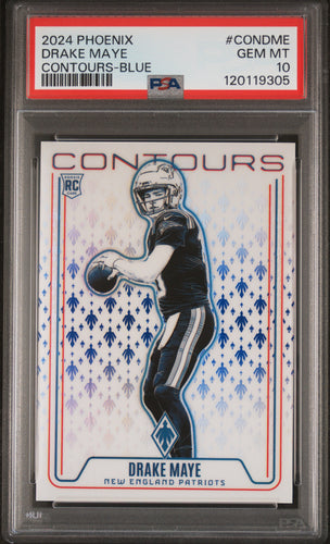 Drake Maye 2024 Panini Phoenix Contours Blue #CON-DME #/50 PSA 10