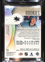 Load image into Gallery viewer, Macklin Celebrini 2024-25 SP Game Used Auto Blue #215
