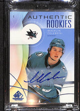 Load image into Gallery viewer, Macklin Celebrini 2024-25 SP Game Used Auto Blue #215
