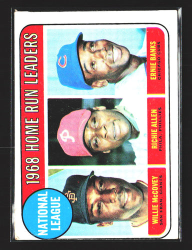 National League 1968 RBI Leaders (Willie McCovey / Ron Santo / Billy Williams) LL 1969 Topps #4
