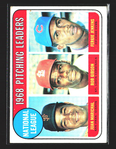 National League 1968 Pitching Leaders (Juan Marichal / Bob Gibson / Fergie Jenkins) LL 1969 Topps #10