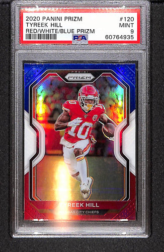 Tyreek Hill 2020 Panini Prizm Prizm Red White and Blue #120 PSA 9