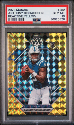 Anthony Richardson 2023 Panini Mosaic Reactive Yellow Mosaic #282 PSA 10