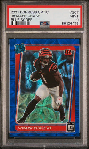 Ja'Marr Chase 2021 Donruss Optic Blue Scope #207 PSA 9