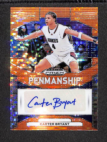 Carter Bryant 2024 Panini Prizm DP Penmanship Prizms Orange Pulsar #P-CBY #/49