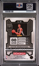 Load image into Gallery viewer, Victor Wembanyama 2023 Panini Prizm Monopoly #81 PSA 10
