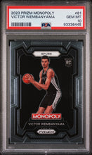 Load image into Gallery viewer, Victor Wembanyama 2023 Panini Prizm Monopoly #81 PSA 10
