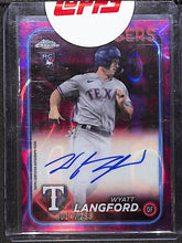 Load image into Gallery viewer, Wyatt Langford 2024 Topps Chrome Update Rookie Autographs Lava Lamp Magenta / Purple Refractors #RA-WL #/299
