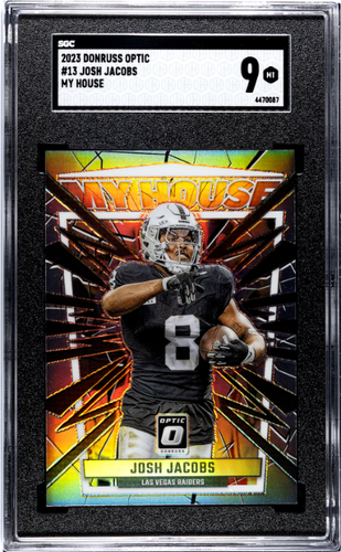 Josh Jacobs 2023 Donruss Optic My House #13 SGC 9