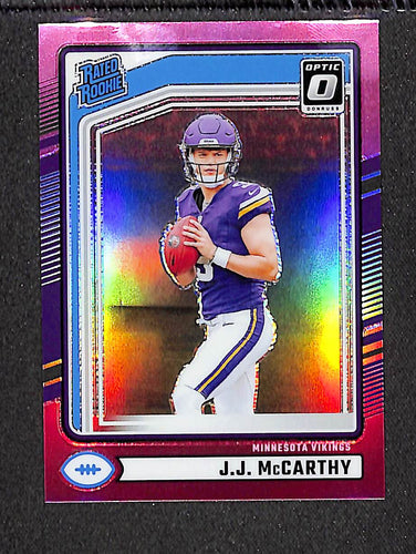 J.J. McCarthy 2024 Donruss Optic Rated Rookies Preview Pink #303