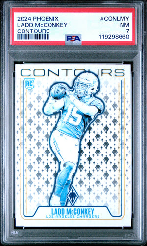 Ladd McConkey 2024 Panini Phoenix Contours Stars #CON-LMY PSA 7