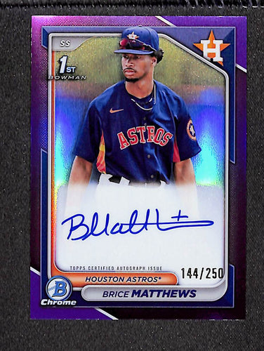 Brice Matthews 2024 Bowman Chrome Prospects Autographs Purple #CPA-BM #/250