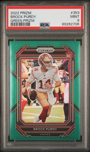 Brock Purdy 2022 Panini Prizm Green #353 PSA 9