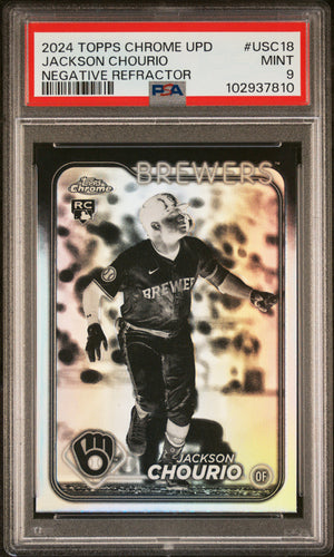 Jackson Chourio 2024 Topps Chrome Update Negative Refractors #USC18 PSA 9