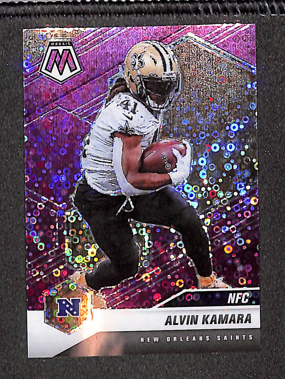 Alvin Kamara 2021 Panini Mosaic No Huddle Prizm Purple #213 #/50