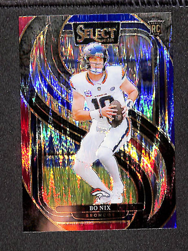 Bo Nix 2024 Panini Select Red & Blue Prizm Shock #117