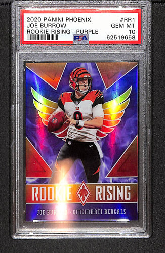 Joe Burrow 2020 Panini Phoenix Rookie Rising Purple #RR-1 #/149 PSA 10