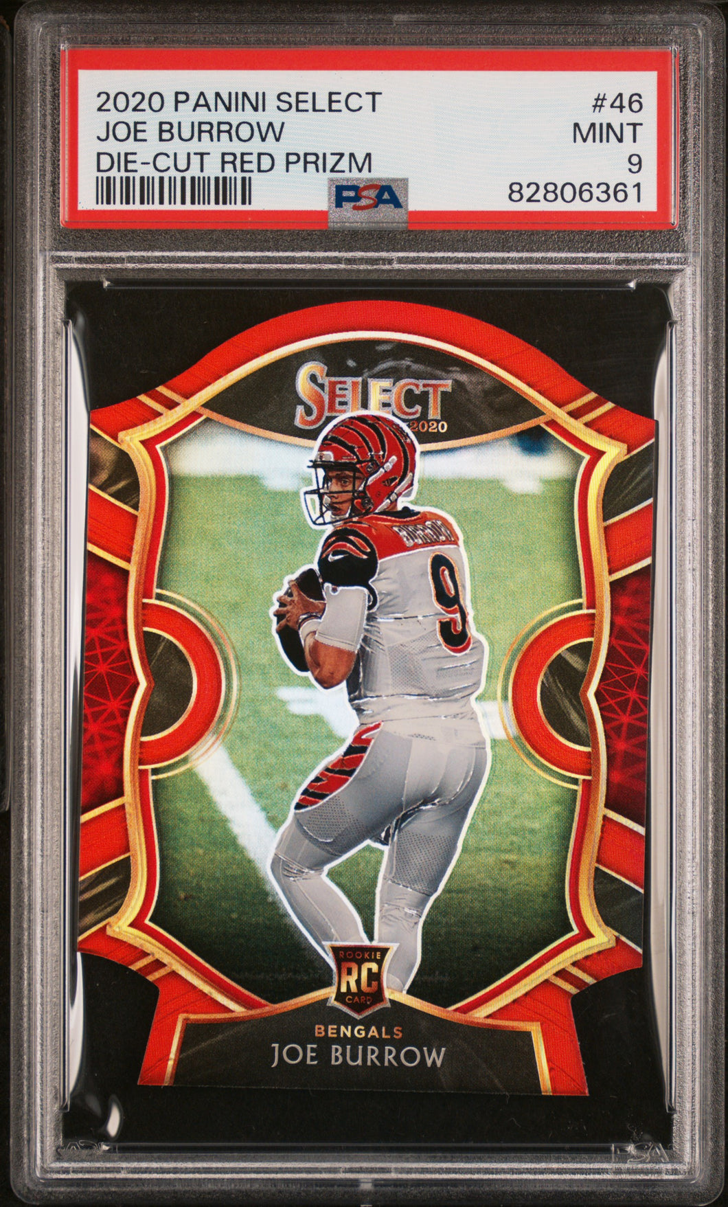 Joe Burrow 2020 Panini Select Red Prizm Die Cut #46 PSA 9