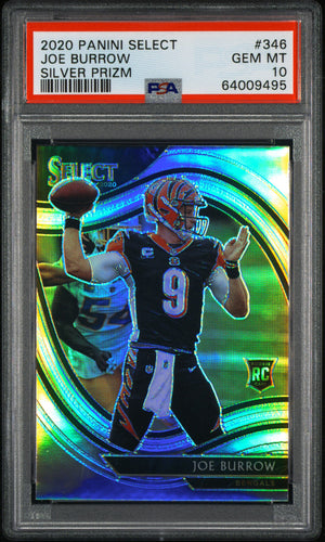 Joe Burrow 2020 Panini Select Silver Prizm #346 PSA 10