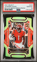 Load image into Gallery viewer, Ja&#39;Marr Chase 2021 Panini Select Neon Green Prizm Die Cut #247 #/349 PSA 10
