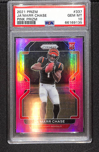 Ja'Marr Chase 2021 Panini Prizm Pink #337 PSA 10