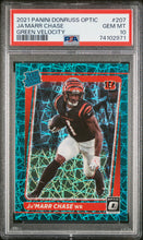 Load image into Gallery viewer, Ja&#39;Marr Chase 2021 Donruss Optic Green Velocity #207 PSA 10
