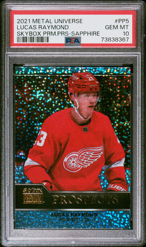 Lucas Raymond 2021-22 SkyBox Metal Universe Premium Prospects Sapphire #PP-5 PSA 10