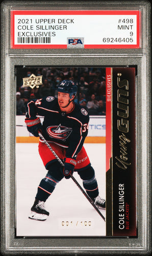 Cole Sillinger 2021-22 Upper Deck UD Exclusives #498 #/100 PSA 9