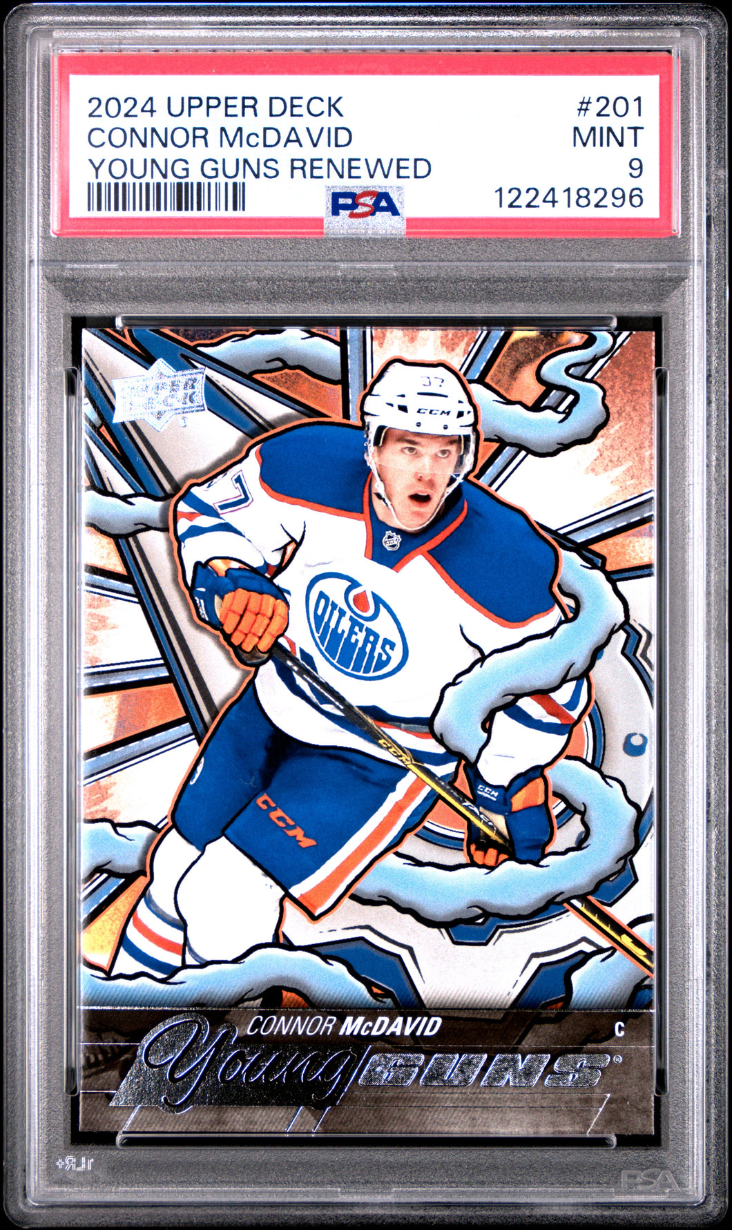 Connor McDavid 2024-25 Upper Deck Young Guns Renewed (Series Two) #201 PSA 9