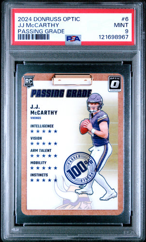 J.J. McCarthy 2024 Donruss Optic Passing Grade #6 PSA 9