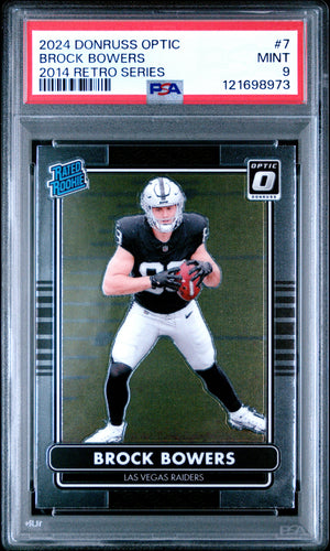 Brock Bowers 2024 Donruss Optic 2014 Retro Series #7 PSA 9