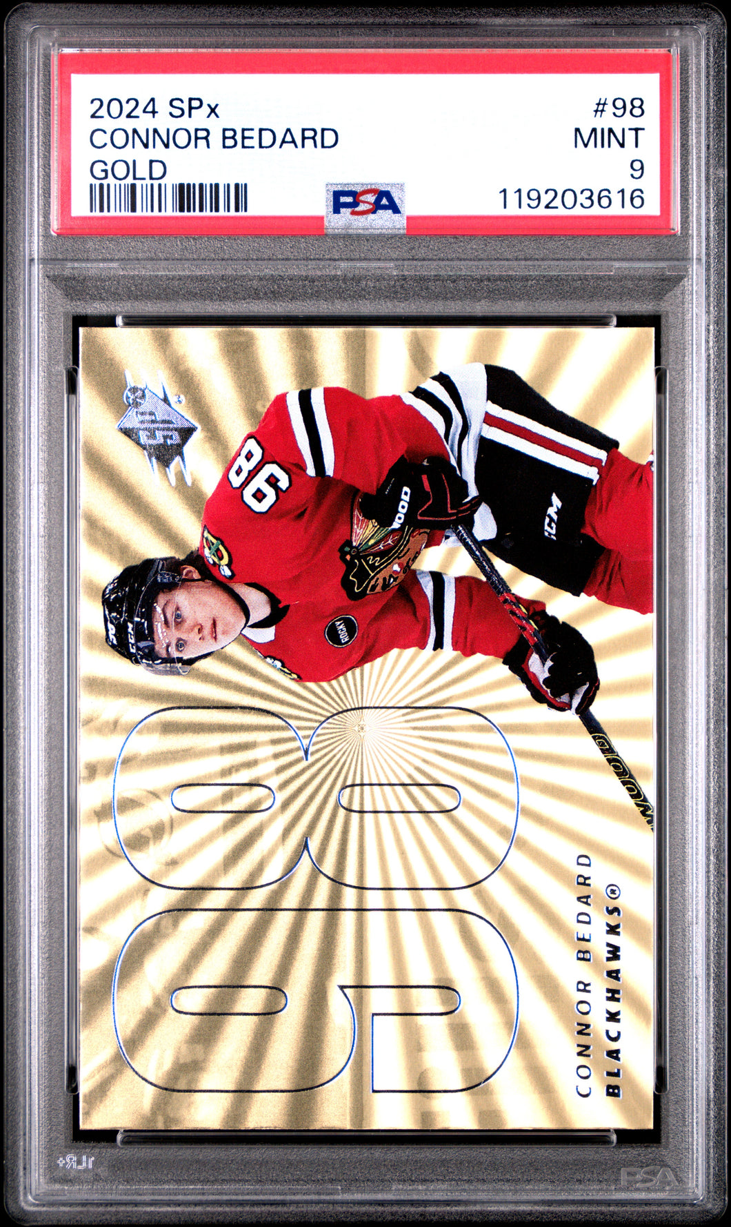 Connor Bedard 2024-25 SPx Gold #98 PSA 9
