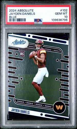 Jayden Daniels 2024 Panini Absolute Blue #102 PSA 10