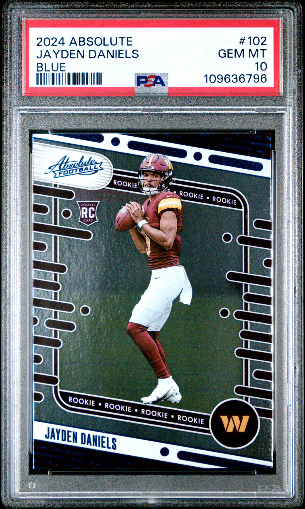 Jayden Daniels 2024 Panini Absolute Blue #102 PSA 10
