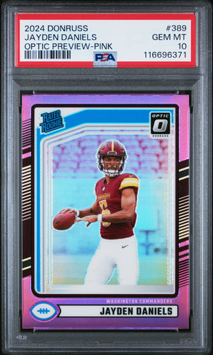 Jayden Daniels 2024 Donruss Optic Rated Rookies Preview Pink #389 PSA 10