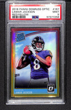 Load image into Gallery viewer, Lamar Jackson 2018 Donruss Optic Red and Yellow #167 PSA 9
