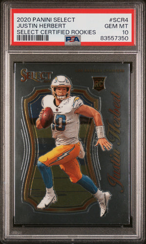 Justin Herbert 2020 Panini Select Select Certified Rookies #SCR-4 PSA 10