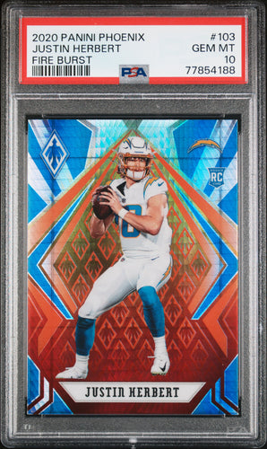 Justin Herbert 2020 Panini Phoenix Fire Burst #103 PSA 10