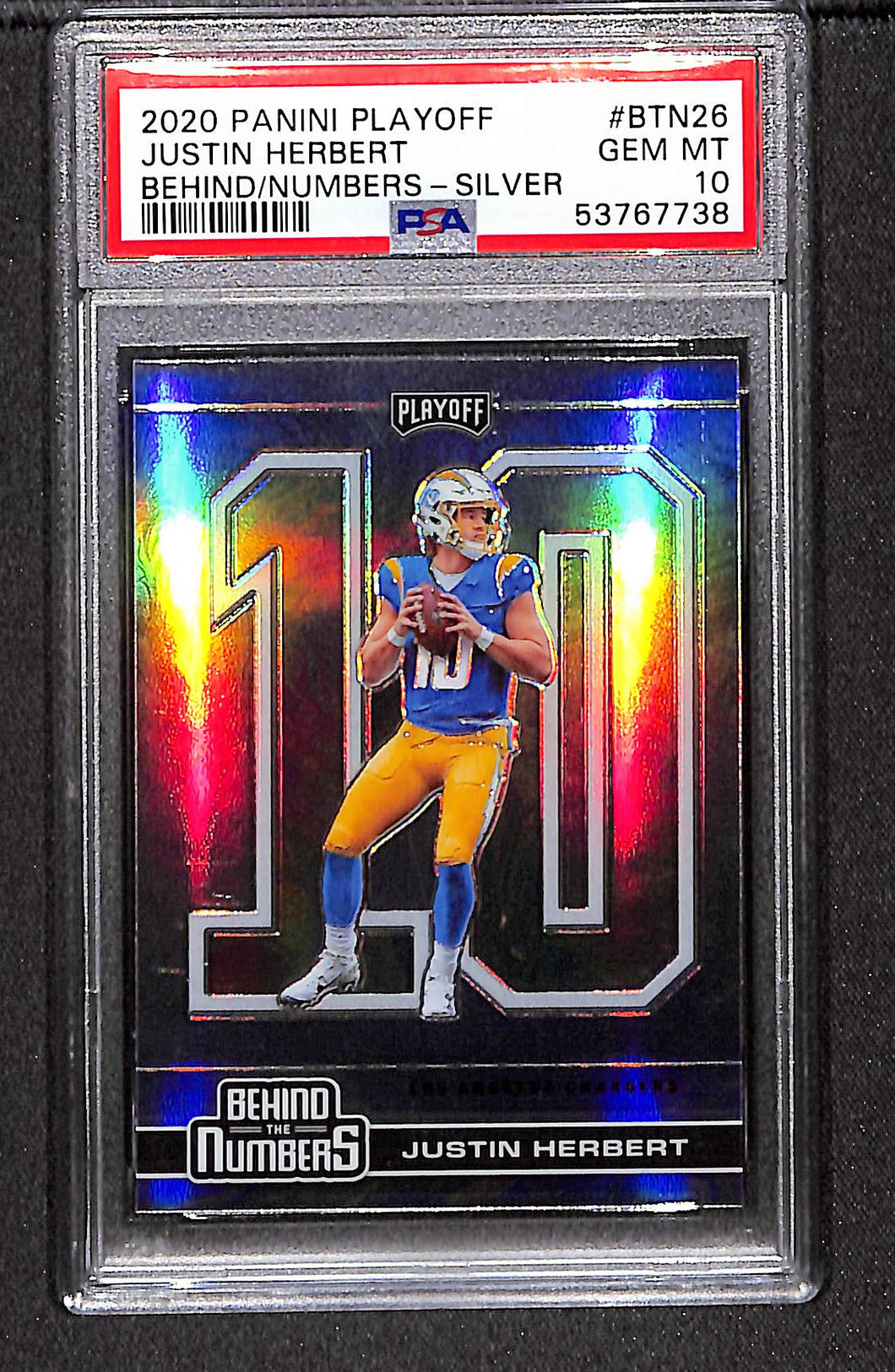 Justin Herbert 2020 Panini Playoff Behind the Numbers Silver #BTN-26 PSA 10