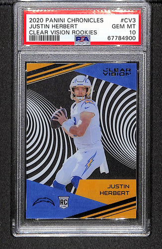 Justin Herbert 2020 Panini Chronicles Clear Vision Rookies #CV-3 PSA 10